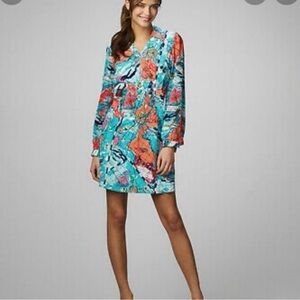 Lilly Pulitzer X Marks Spot 100% Silk dress map boat Size 0
